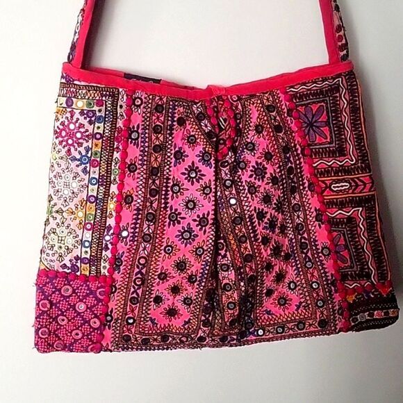 Tolani Handbags - Anthropologie Tolani PatchWork Embroider Beaded Sequin Boho Batik Indian Bag Art